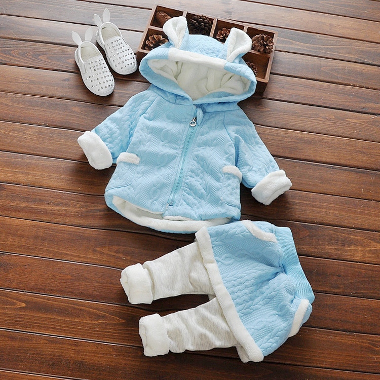 2018 bé gái mùa đông mới bé gái phù hợp với mùa đông 01-2-3 tuổi trẻ sơ sinh dày cotton cộng với bộ đồ nhung quần ống rộng trẻ em