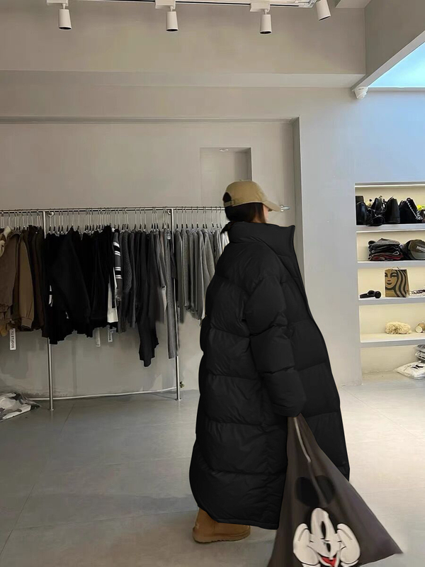 Long down Cotton Coat for Women, 2025 New Korean Style, Extra Thick, Knee-Length Cotton Jacket, Large Quilt Winter Coat