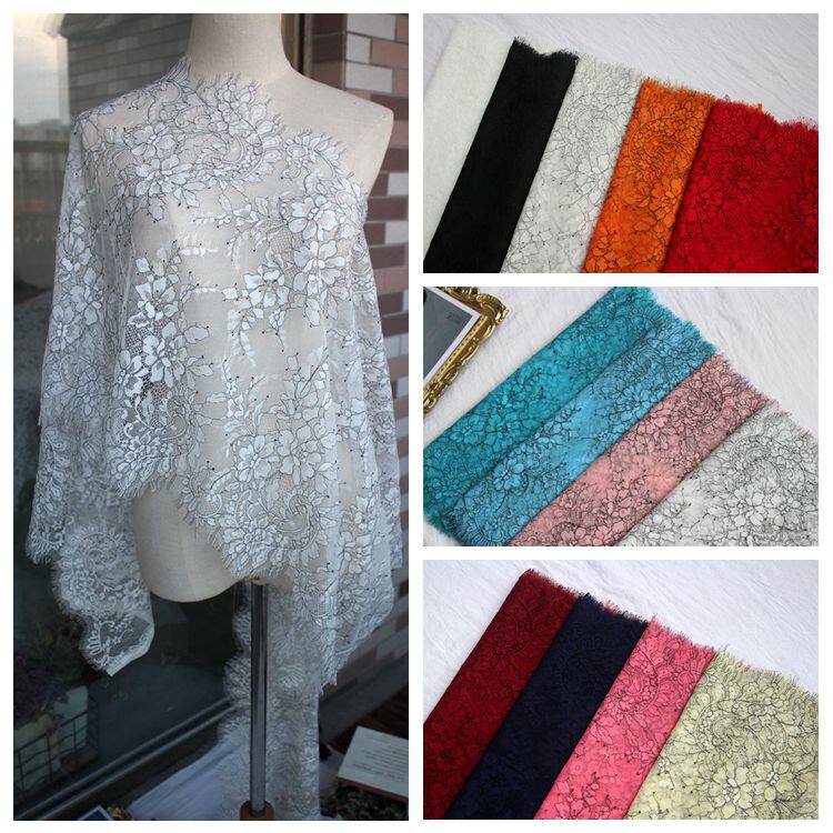 High - grade color gray black line lash lace fabric DIY high - end clothing wedding dress swing accessory