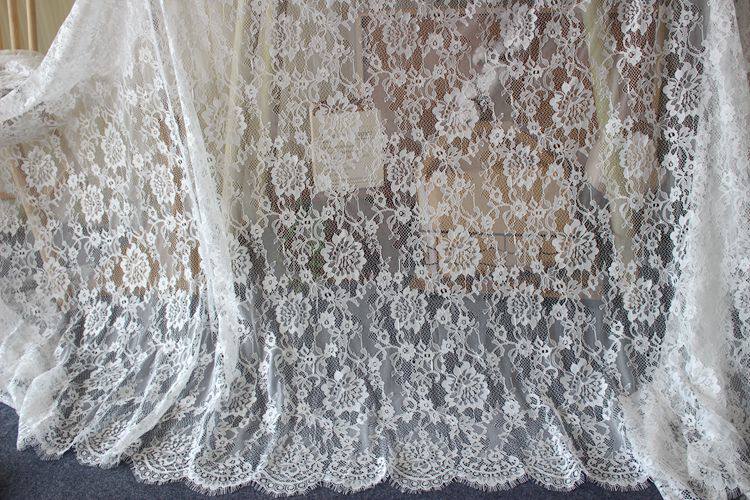 1,5m x 1,5m Baumwoll-Wimpernspitzenstoff mit französischer Seilstickerei DIY Nähen von Kleidern, Vorhängen und Tischdecken – Detail 2