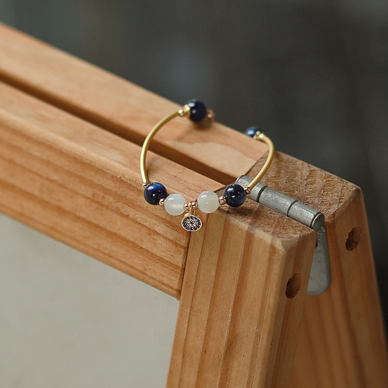 Natural crystal handmade female teen girl's section 14k bag gold not off color blue cryolite white moonlight original handmade handstring DIY