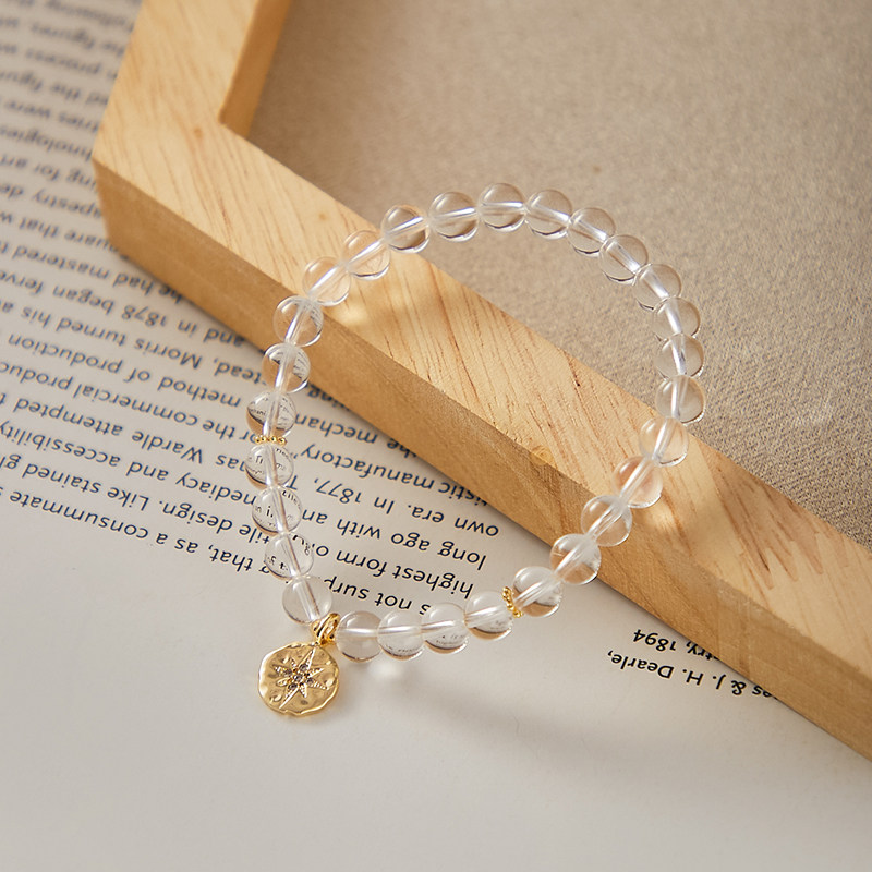 White crystal bracelet female simple does not fade eight-pointed star natural transparent crystal beaded girlfriends student bracelet creative