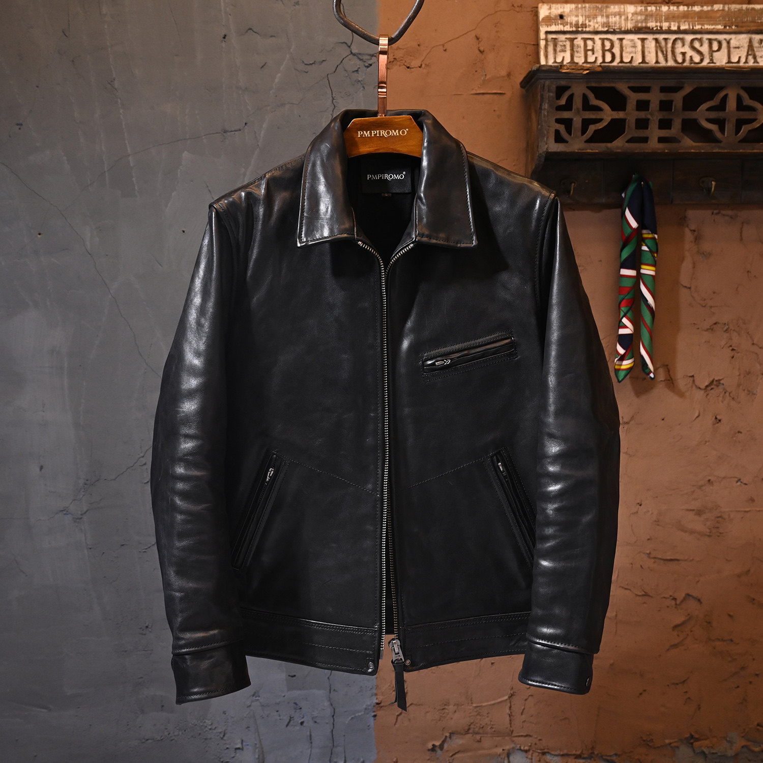 Real fur coat men without coating head Mapimukhlan retro handsome leather jacket short repair wooden box