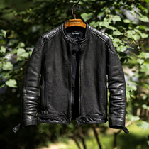 High quality comparable to more than 5K RMB imported calf leather stand collar mens genuine leather jacket