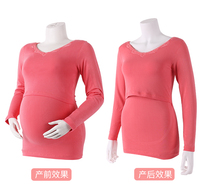 Pregnant women breast-feeding warm coat plus velvet thick slim base shirt postpartum breast-feeding autumn clothes during pregnancy warm underwear
