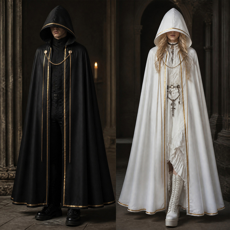 Amazon New Product Medieval Wizard Cloak Cosplay Costume Gold-Edged Magician Robe Halloween Performance Costume