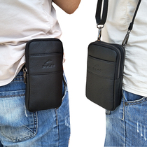 Crossbody bag mobile phone bag mens running bag mobile phone bag hanging neck mobile phone running bag men wear leather belt vertical multifunctional