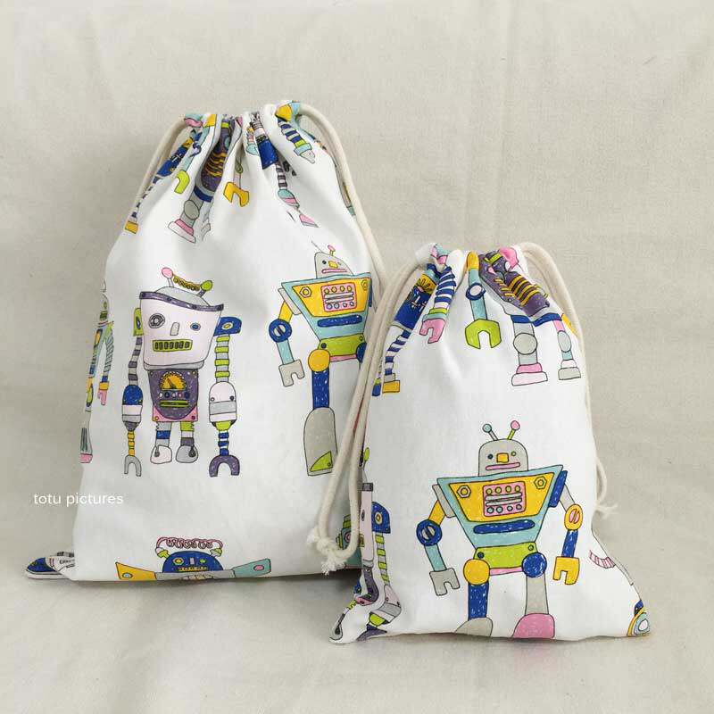 totu cartoon robot bundle pocket cotton and linen storage bag travel clothing children's toy storage bag
