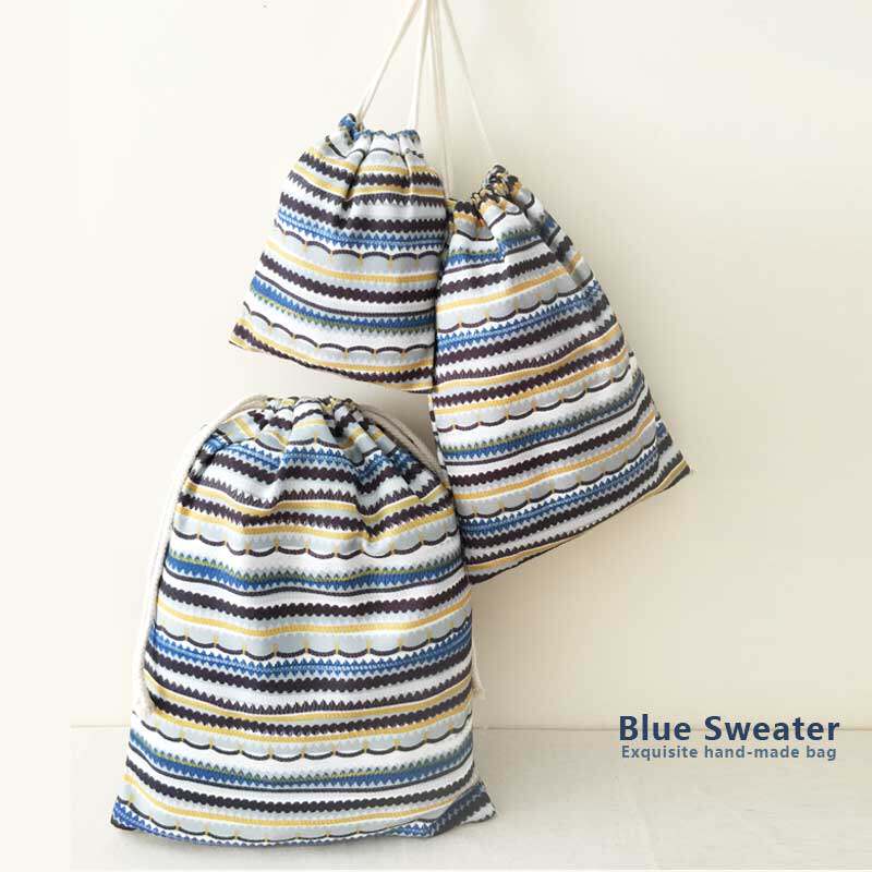 totu retro blue corrugated bundle pockets pure cotton containing cloth bag travel clothing containing house containing cloth bag