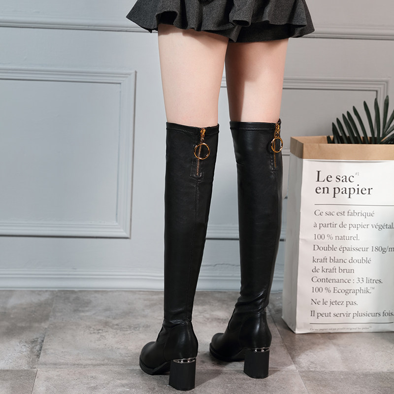 Over-the-knee boots women's winter 2020 new velvet sexy thin autumn thick heel high heel high tube leather boots boots