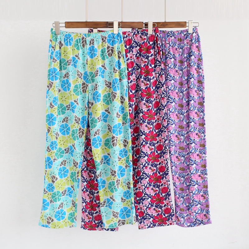 AB đồ lót mùa xuân và mùa hè trung niên nhà quần mỏng phần cotton in quần rộng kích thước lớn quần ngủ bình thường phụ nữ quần legging nam