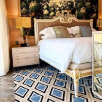 French retro design rattan double bed American country style 19th century British antique carved bedroom queen bed