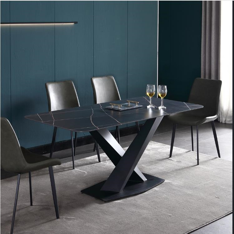 Italian Extreme Minimalist Rockboard Table Light Lavish Rear Modern Home Dining Table Creative Designer Iron Art Home Dining Table