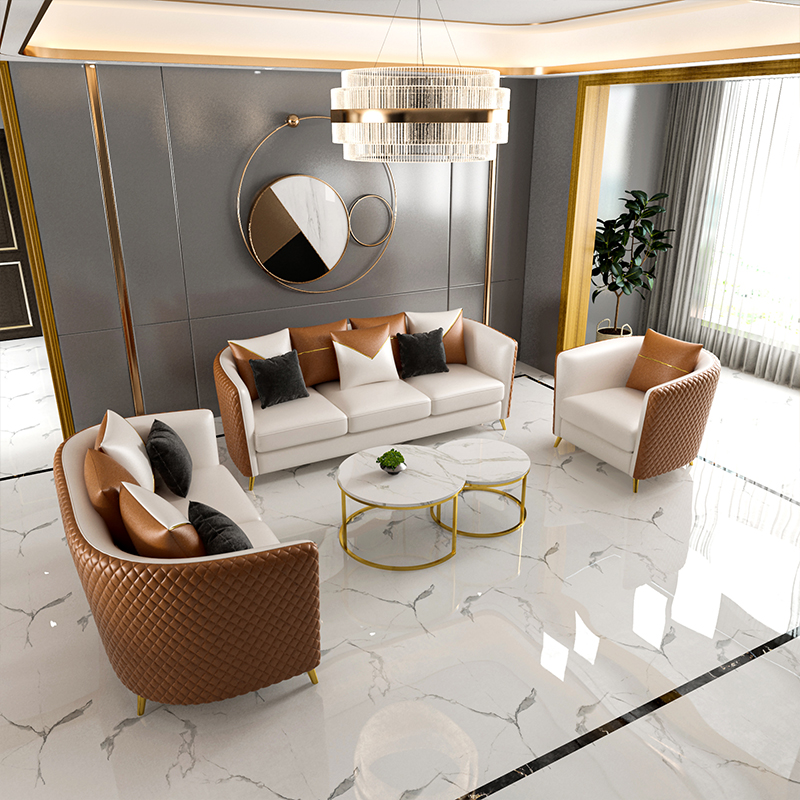 Office area reception sofa table and chair combination Nordic light luxury postmodern minimalist negotiation sofa coffee table set