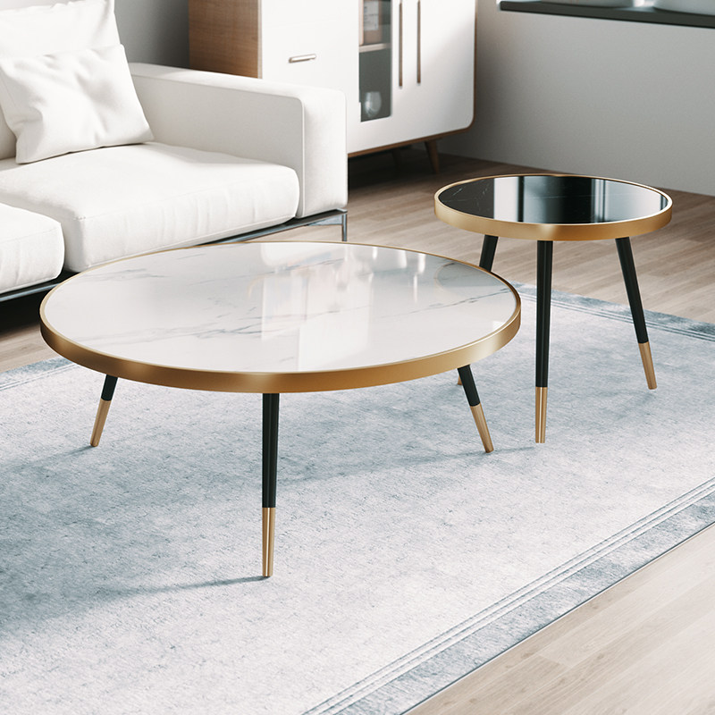 Nordic Light Extravagant Home Small Tea Table Postmodern Minimalist Living-room Size Tea Table Combined Mesh Red Round Rock Board Tea Table