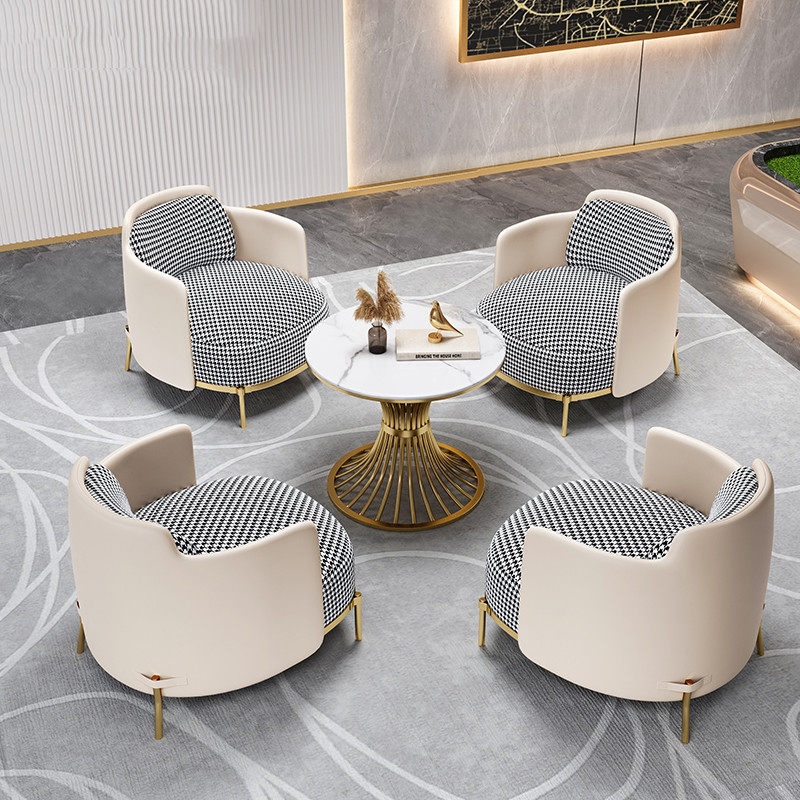 Net red minimalist hotel lobby reception reception sofa office leisure table and chairs Nordic light luxury slate small coffee table
