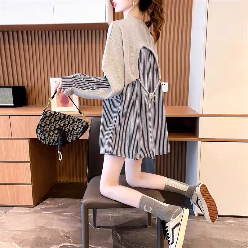 Plus Size Women's Clothing 2025 New Mid-Length Sweatshirt for Women, Spring and Autumn Thin Outerwear, Popular Long-Sleeved Top