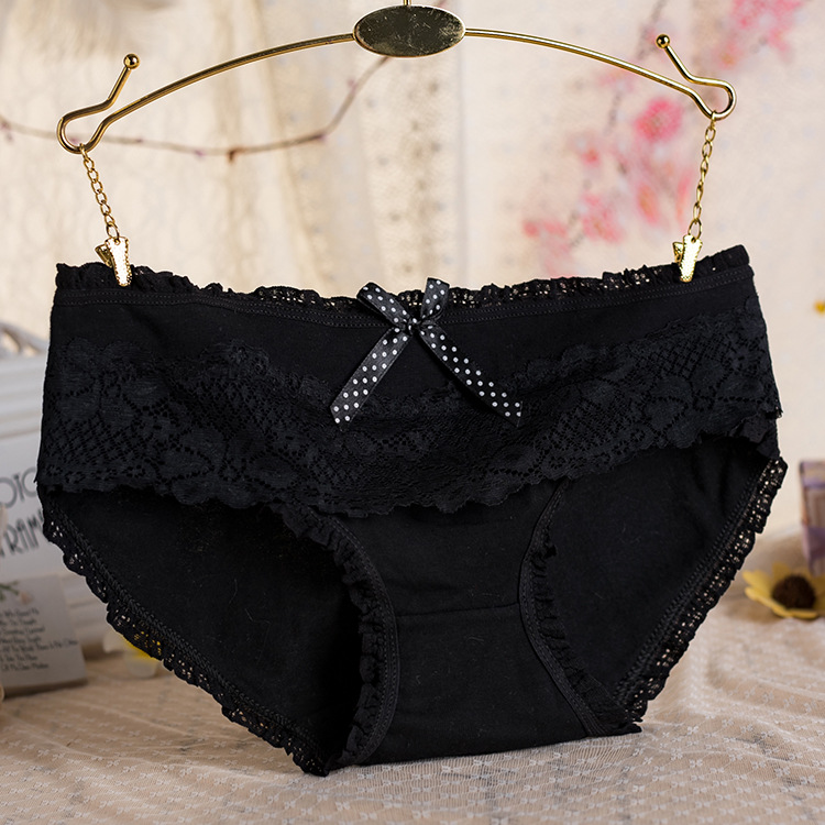 Phụ nữ cotton rộng ren nơ tam giác cô gái eo thấp cotton thoải mái quần short lô Nghĩa shop đồ lót