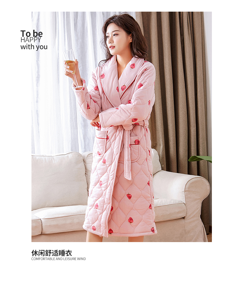 XL áo choàng nữ trung niên 200 pounds cộng với đồ ngủ chất béo cotton mùa đông bông gợi cảm dịch vụ nhà cũ đồ bộ ngủ