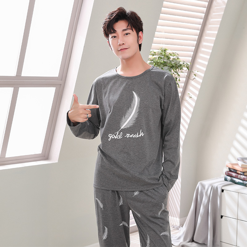 2019 mới mùa xuân và mùa thu mens bông Pyjama áo dài tay và vỗ béo cộng với kích thước của tập sexy nhà quần áo trẻ.