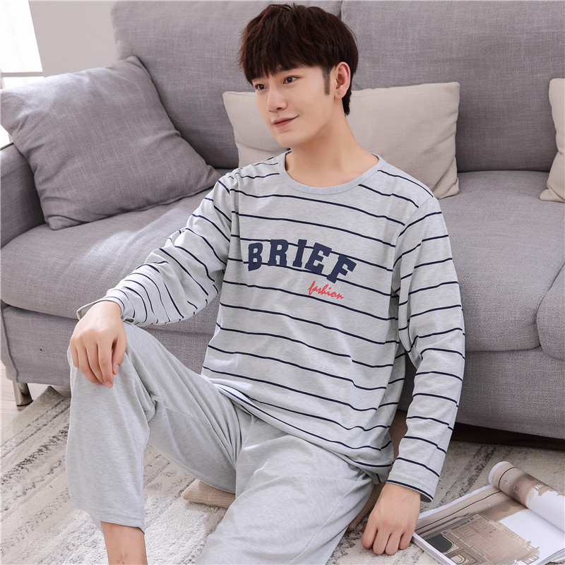 2019 mới mùa xuân và mùa thu mens bông Pyjama áo dài tay và vỗ béo cộng với kích thước của tập sexy nhà quần áo trẻ.