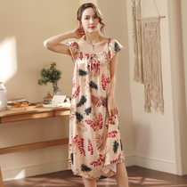 Nightdress women Summer thin extended silk dress female summer plus fat woman casual pregnant women pajamas wear 200kg