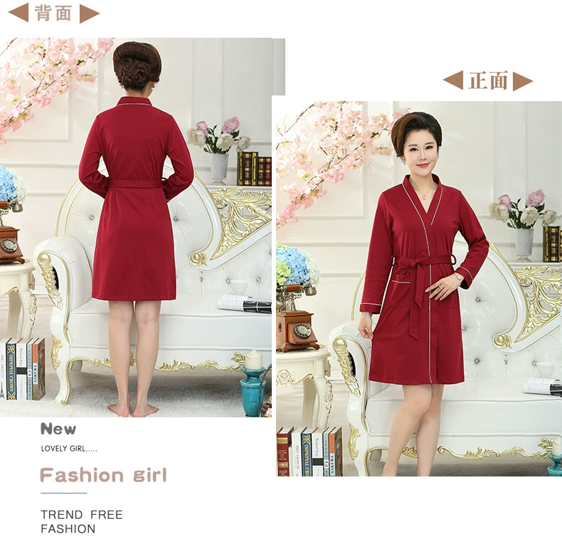 Mùa xuân và mùa thu cộng với phân bón XL váy ngủ nữ gợi cảm mùa thu trung niên ông già đồ ngủ mỏng bên ngoài quần áo ngủ