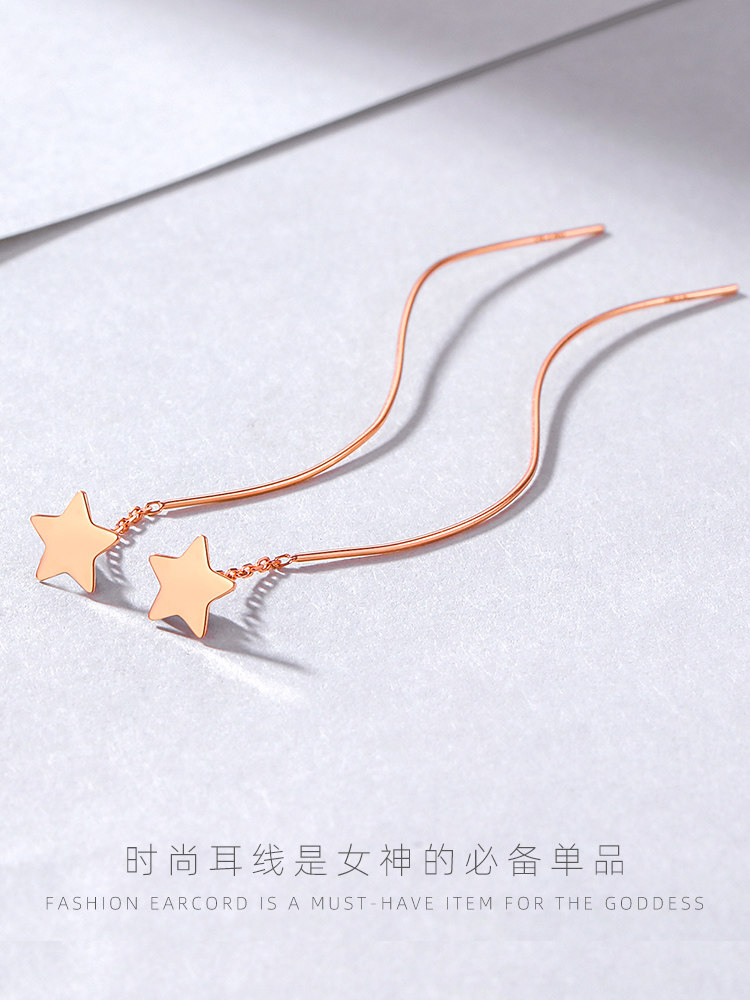 여성을위한 18K 골드 귀 와이어 컬러 골드 귀걸이 다섯개 별 귀걸이 플래티넘 골드 로즈 골드 K 골드 귀걸이 귀걸이 롱 스타일