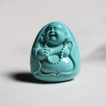 Raw ore turquoise Maitreya Buddha pendant Sugong Ye Hailin works Yajiaoshan high porcelain pure jade material