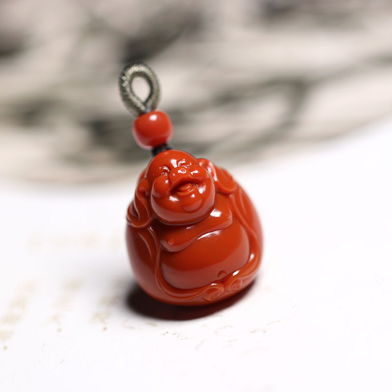 Nanhong agate lucky pig pendant pendant, wasi material, pure color package slurry, Suzhou Gong Zhang Jiadong boutique hand-carved pieces