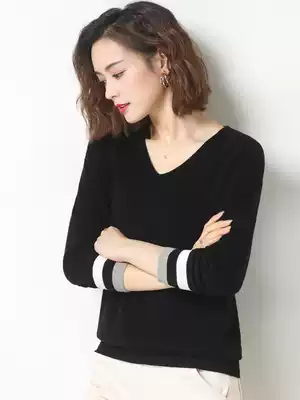 Hengyuanxiang elegant temperament nine-point sleeve knitwear base shirt autumn and winter 2021 thin casual Joker sweater women