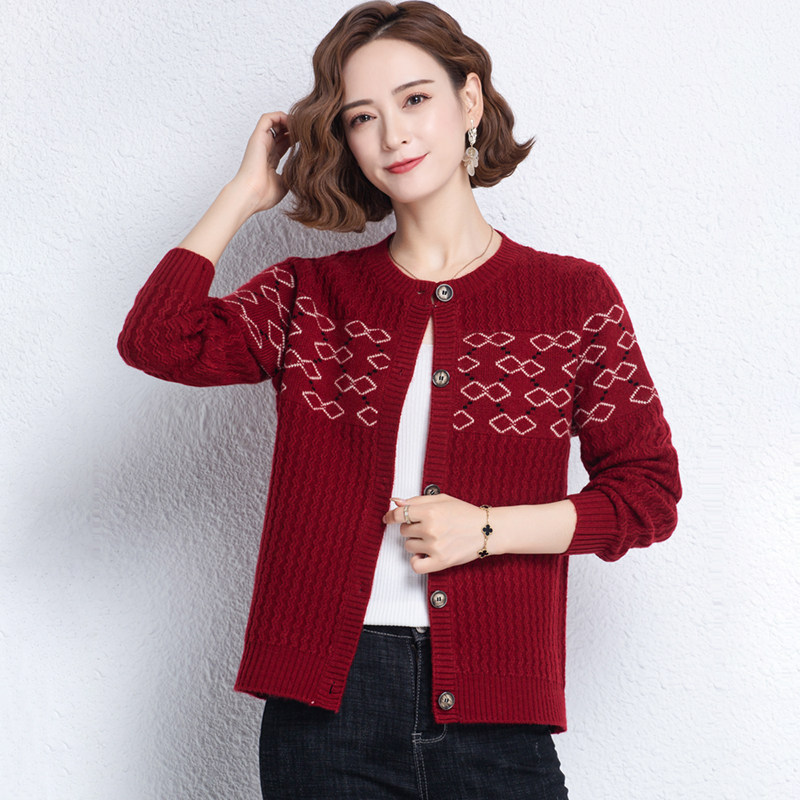2022 Spring autumn season new goat sweatshirt woman round collar knit cardio-jacquard loose cashmere sweater small outlap thick