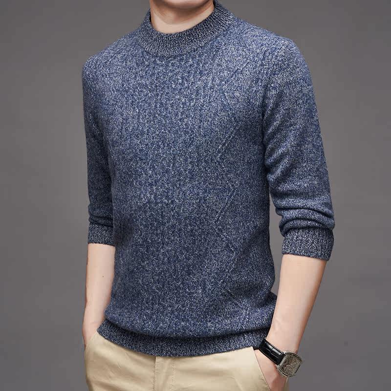 2021 autumn winter suede cardiovert wool sweatshirt male 100 pure wool round neckline jacket head sweater with bottom long sleeves thickened