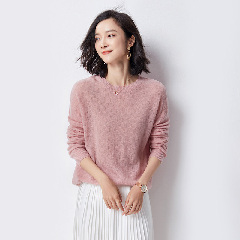 100% pure wool 2021 spring new low round collar with undershirt lady sweater sweater easy to commute
