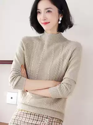 Autumn and winter half high neck thick pure cashmere sweater women 100 full cashmere sweater slim base shirt light cooked