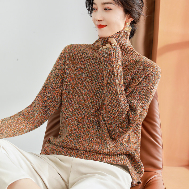 Cashmere cardiovert 100 pure wool beating undershirt autumn winter 2020 new thickened half-high collar Old-aged mother sweater