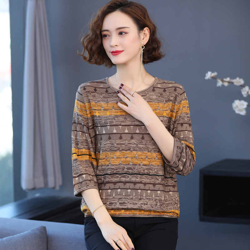 Lady Sweater Slim Fit Early Spring Dress 2021 New Women's Dress 70% Sleeves Colored Striped Blouses Knitted Undershirt Tide