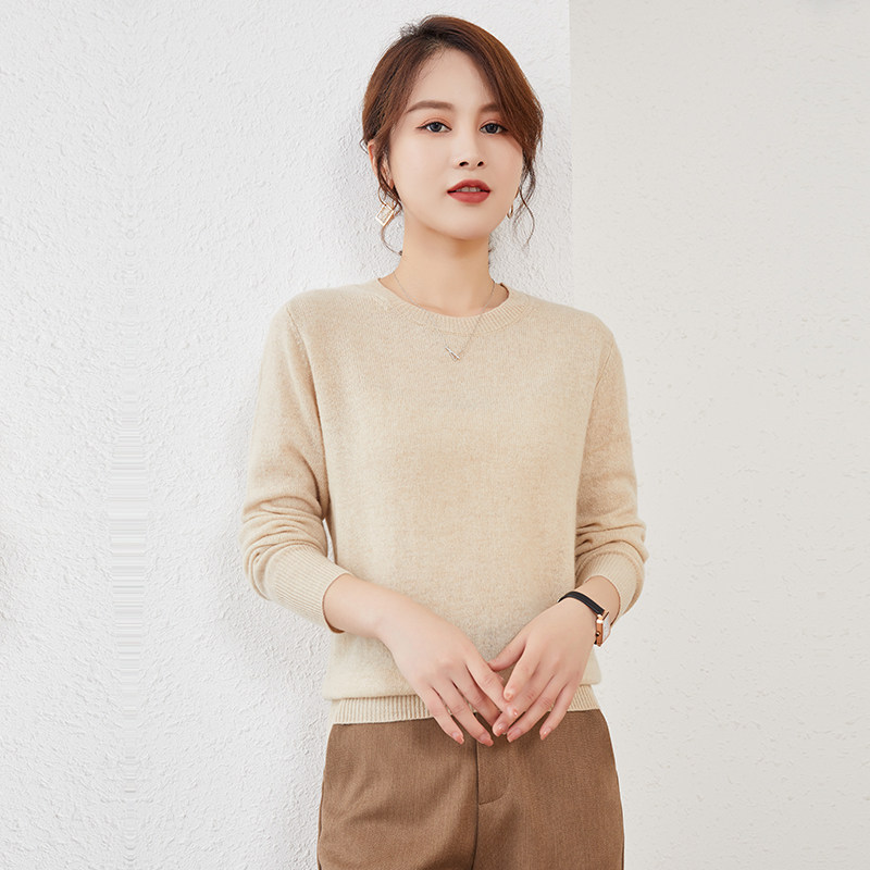 Ordos production 100% pure cashmere sweatshirt with thickened undershirt autumn and winter inner lap black low round collar sweater