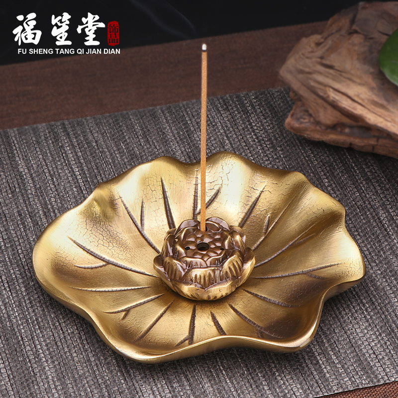 Pure Bronze Incense Stove Lotus Scented Inserts Home Indoor Sandalwood Stove Dot Scented Antique Line Incense Burner Joss Incense Stove Incense Stick