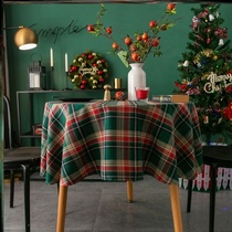 Photo Net red Christmas tablecloth small square Round Table table cloth fresh red British restaurant props American square table