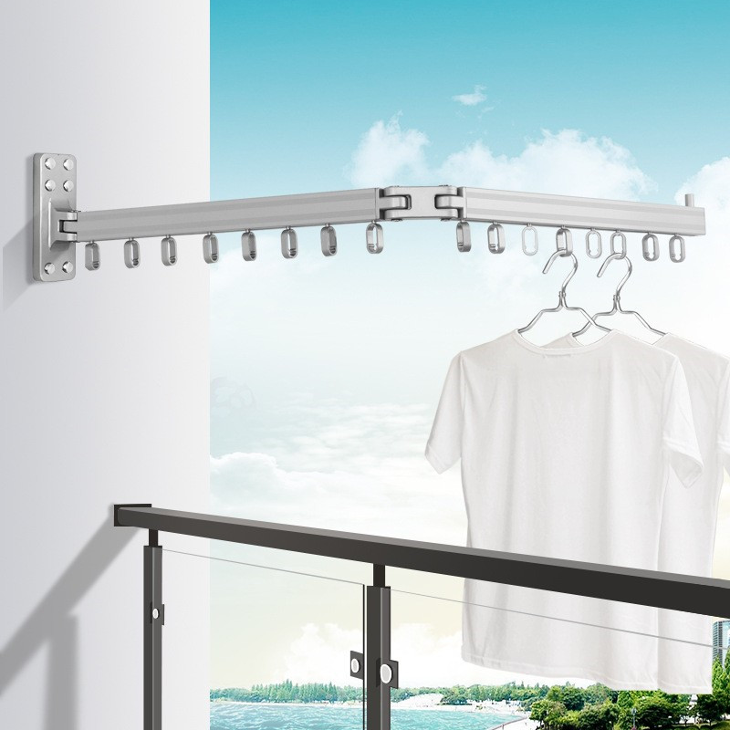 Wall-mounted folding clothes hanger wall indoor floating outside the window balcony clotheshorse telescopic small family-type invisible clotheshorse