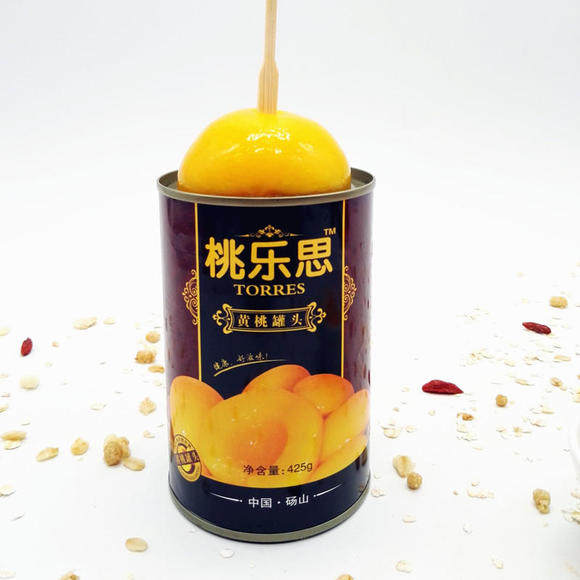 Peach Leath Yellow Peach Canned 425g * 6 cans of Mountain Q bomb with chewy and full and crisp get-together snacks