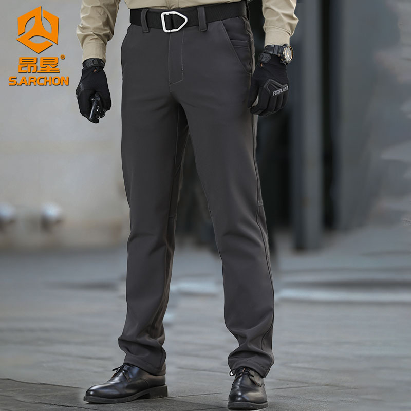 AngReclamation Plus Suede Softshell Tactical Pants Men Thickening of Cashmere Pants Winter Outdoor for training pants Elastic warm business Western pants