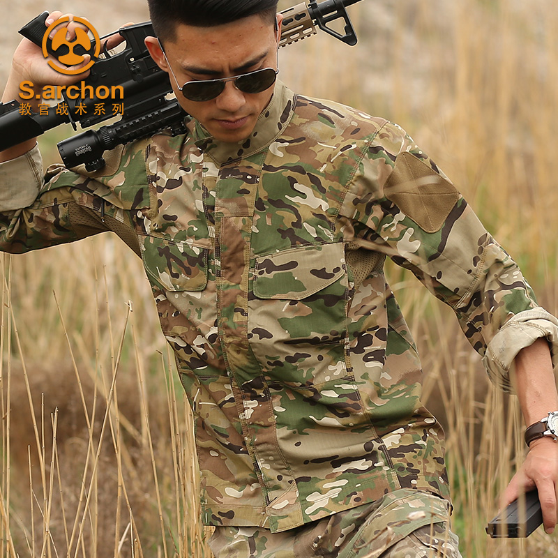 Angken Spring and Autumn Long Sleeve Outdoor Tactical Shirt Male Breathable Army Fan Multi-Pocket Shirt Jacket