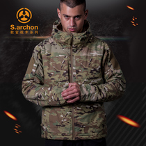 Angken Chiyan tactical jacket mens summer outdoor camouflage waterproof windbreaker plus velvet M65 military fan battlefield assault jacket