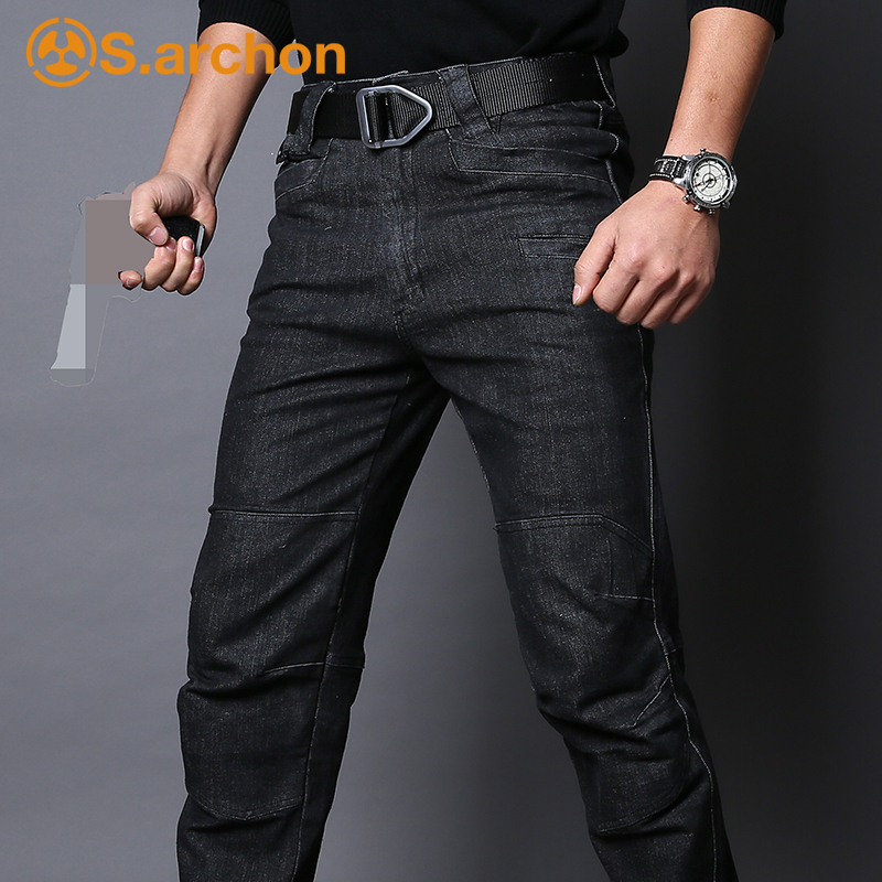 Autumn Winter Once construction Tactical jeans Men's elastic body Multi-pocket Army Pants For Training Pants Straight Barrel Outdoor Work Pants-Taobao