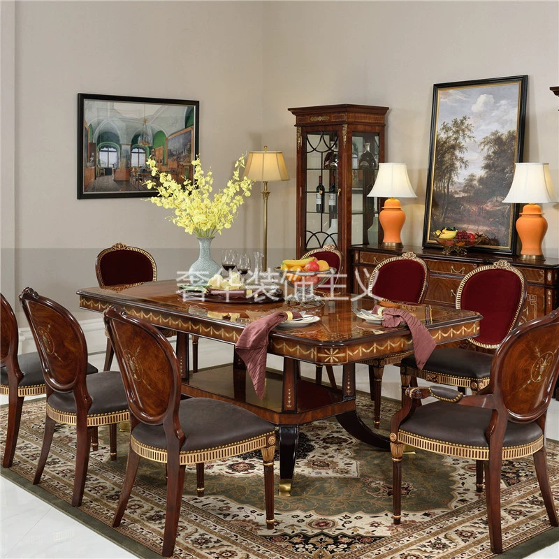 Alexander Dinette Shell Art Khảm Craft Dinette Nhà hàng gỗ rắn Châu Âu Đặt nội thất