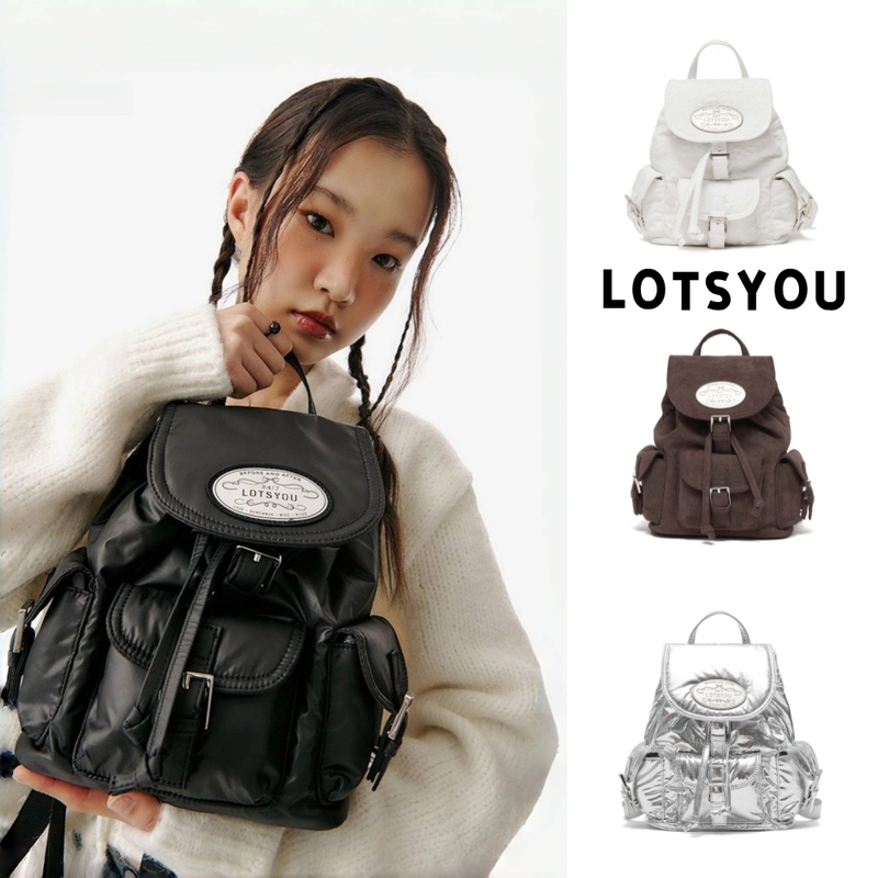 Authentic Korean Lotsyou Compact Drawstring Multi-Pocket Magnetic Buckle Jennie Kim Ji-Ni Same Style Backpack