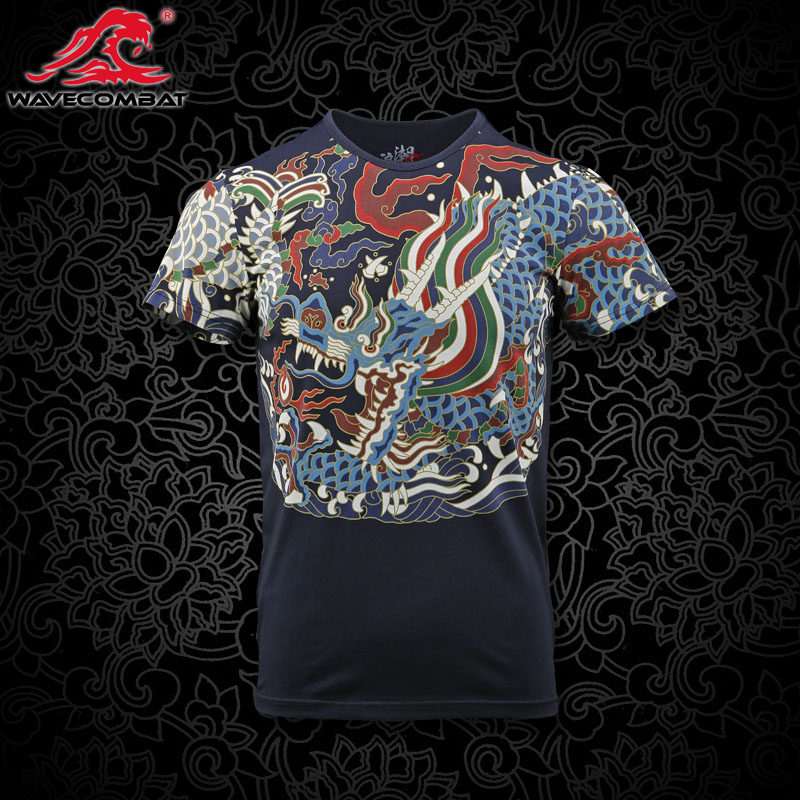 Inspur Monarch 20 kinds of big maple four-in-one cloud pattern miscellaneous treasure flying fish suit tactical T-shirt Chinese style national tide