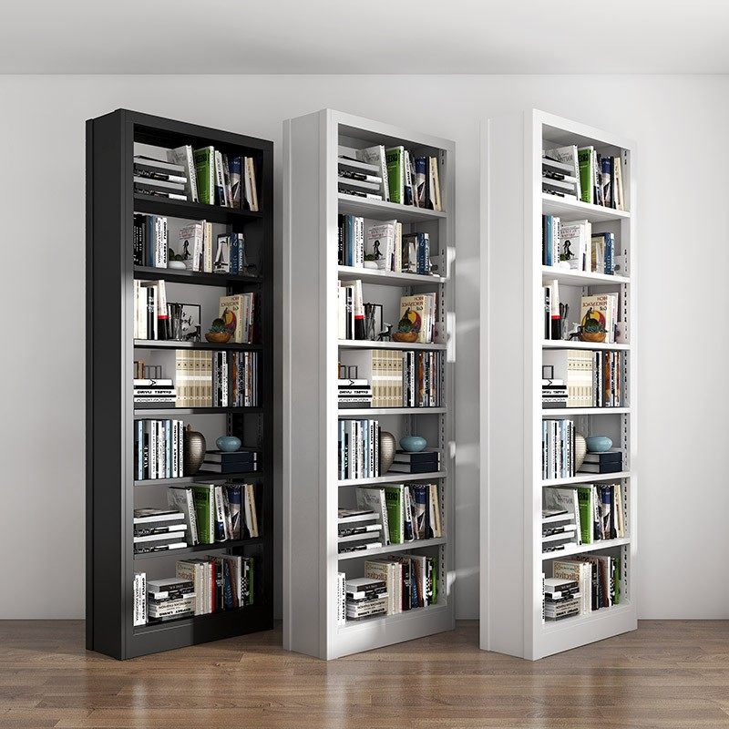 Steel bookshelf library bookshelf single-sided double-sided iron bookshelf wood side plate transfer bookshelf fully enclosed floor bookshelf